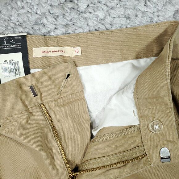 Levi's Baggy Trouser Pants Khaki Tan Twill Loose Y2K Trousers Women's Size 23x31 - Picture 5 of 11